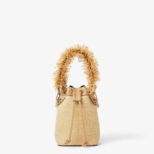 FENDI Monogram Straw Bucket Bag with Fringed Handle Women NATMIEL Handbags